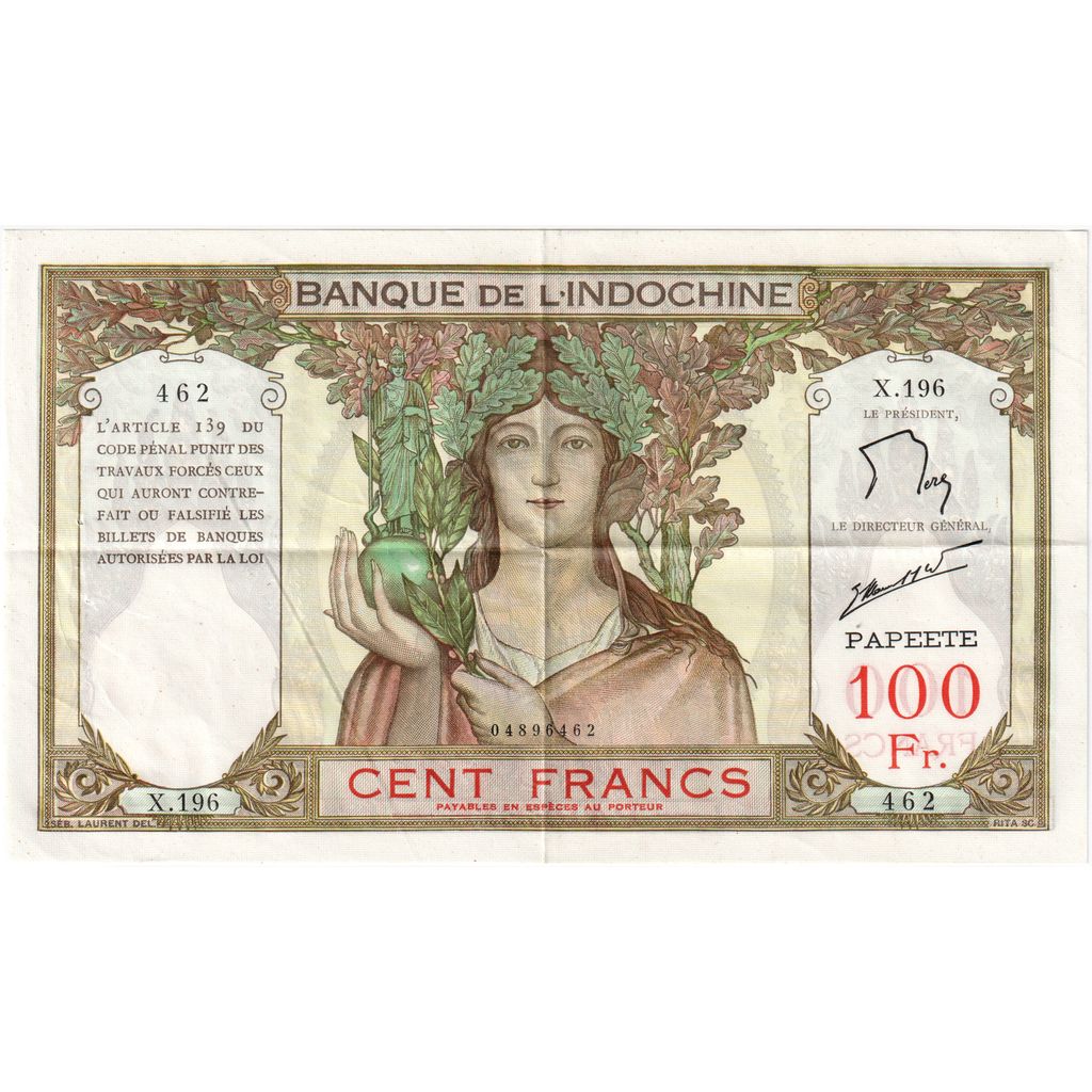 Tahiti, 
  
  100 frankov, 
  
  AU (55-58)