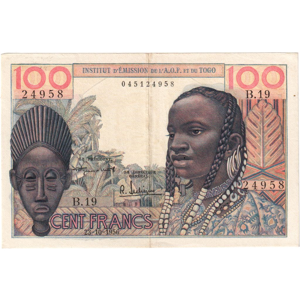 francoska zahodna Afrika, 
  
  100 frankov, 
  
  1956-10-23