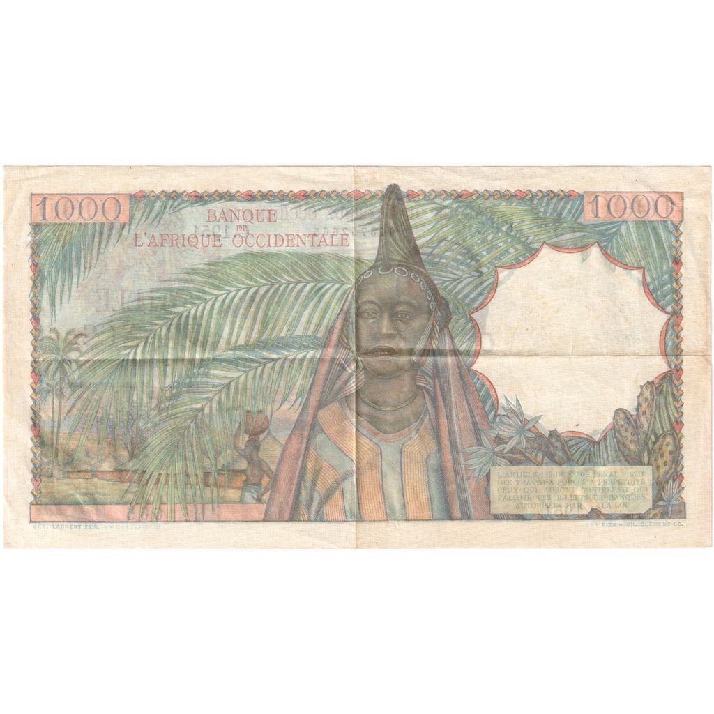 francoska zahodna Afrika, 
  
  1000 frankov, 
  
  1951-10-02