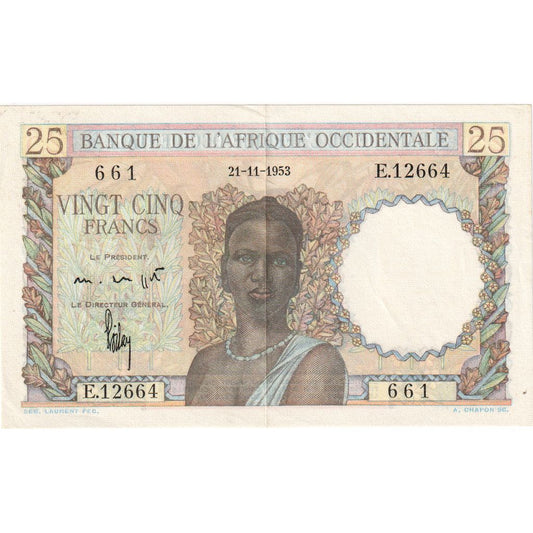 francoska zahodna Afrika, 
  
  25 frankov, 
  
  1953-11-21