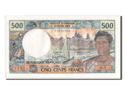 bankovec, 
  
  Tahiti, 
  
  500 frankov