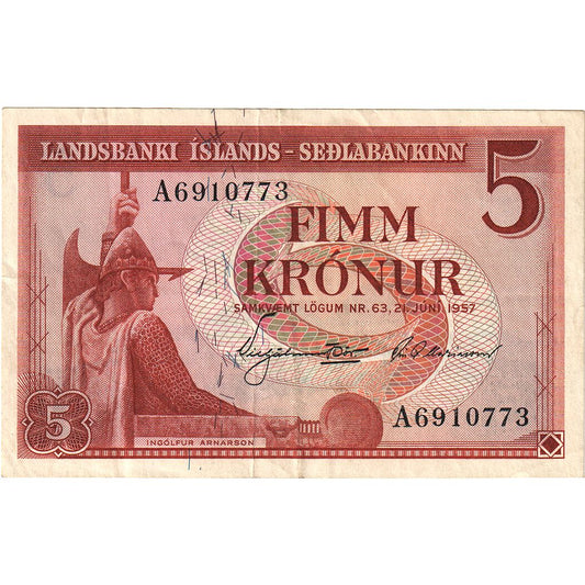 Islandija, 
  
  5 kron, 
  
  1957-06-21