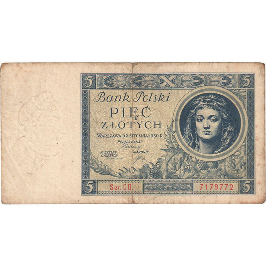 Poljska, 
  
  5 zlotov, 
  
  1930