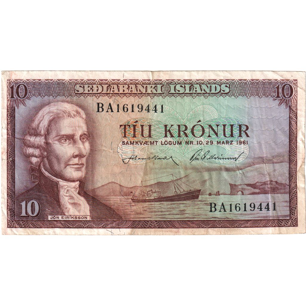 Islandija, 
  
  10 kron, 
  
  1961-03-29