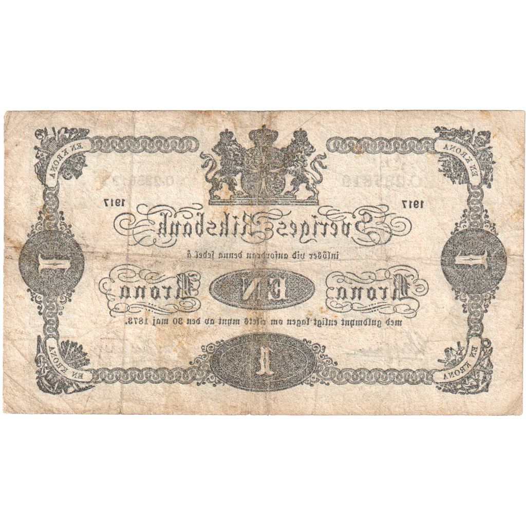 Švedska, 
  
  1 krona, 
  
  1917