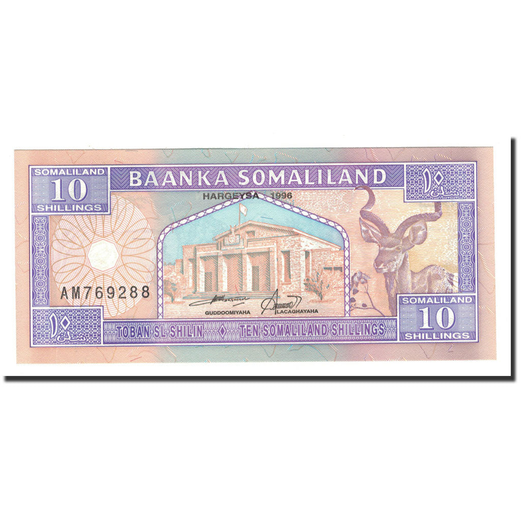 bankovec, 
  
  Somaliland, 
  
  10 šilingov = 10 šilin