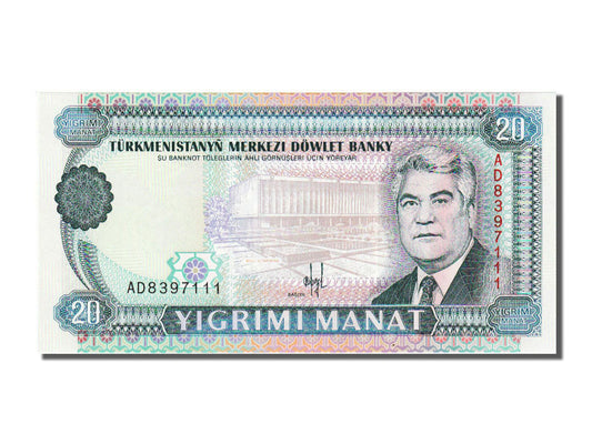 bankovec, 
  
  Turkmenistan, 
  
  20 manatov