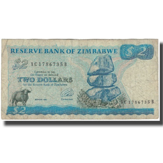 bankovec, 
  
  Zimbabve, 
  
  2 dolarja