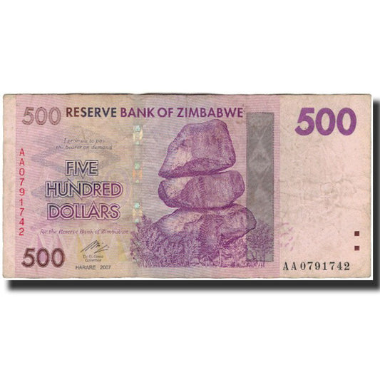 bankovec, 
  
  Zimbabve, 
  
  500 dolarjev