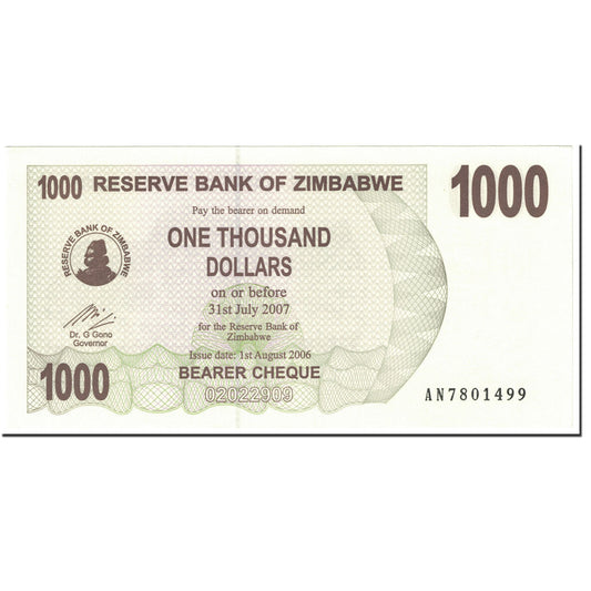 bankovec, 
  
  Zimbabve, 
  
  1000 dolarjev