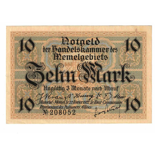 bankovec, 
  
  Memel, 
  
  10 Mark