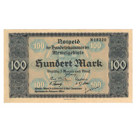 bankovec, 
  
  Memel, 
  
  100 mark