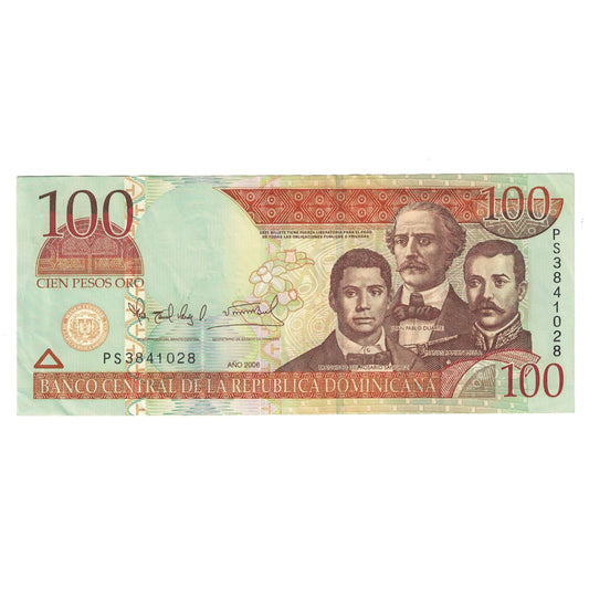 bankovec, 
  
  Dominikanska republika, 
  
  100 pesos oro