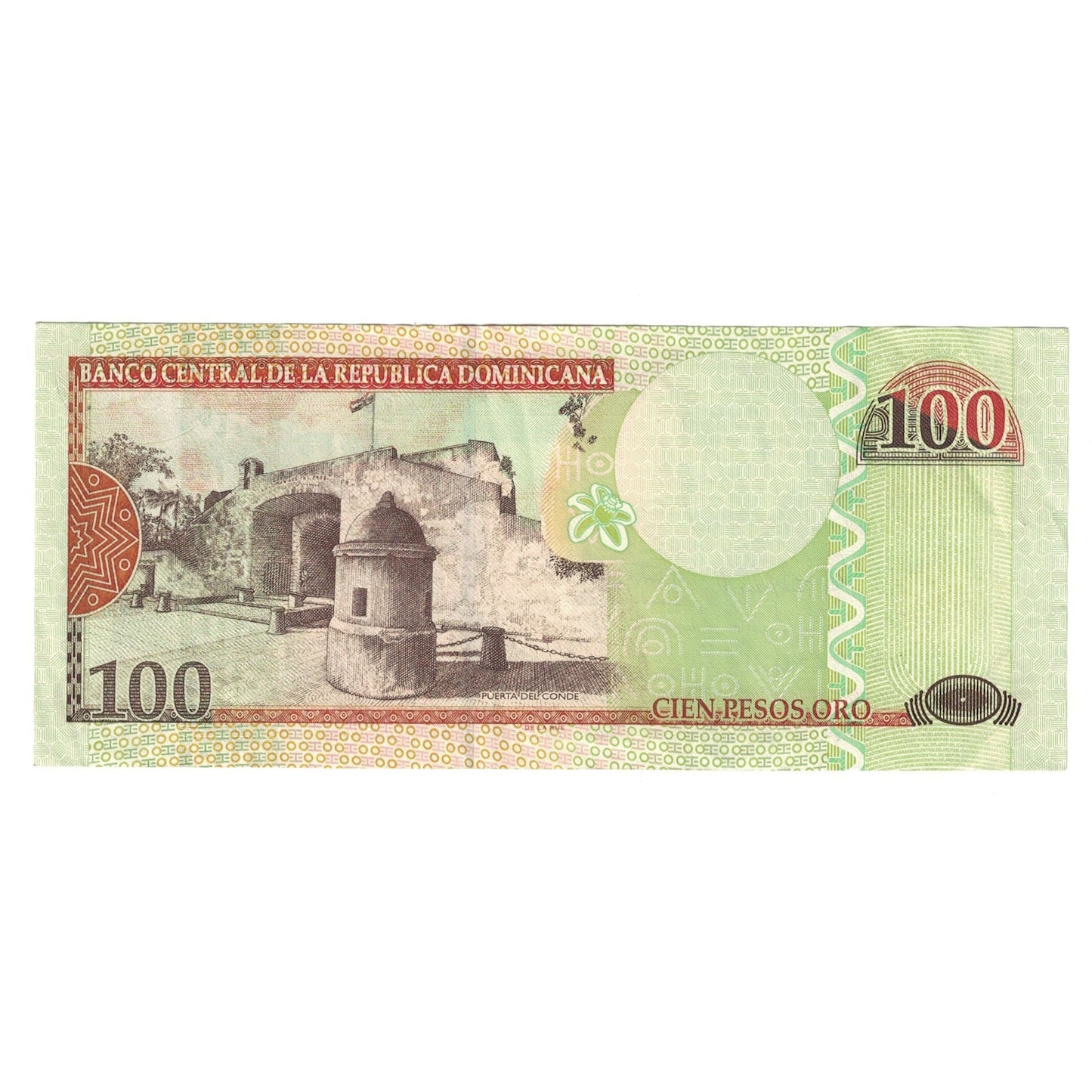 bankovec, 
  
  Dominikanska republika, 
  
  100 pesos oro