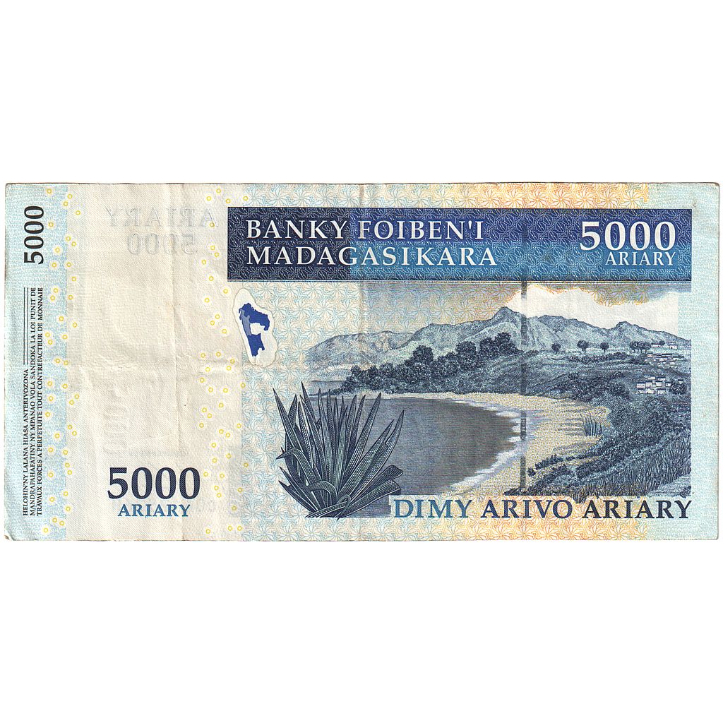 bankovec, 
  
  Madagaskar, 
  
  5000 ariarjev