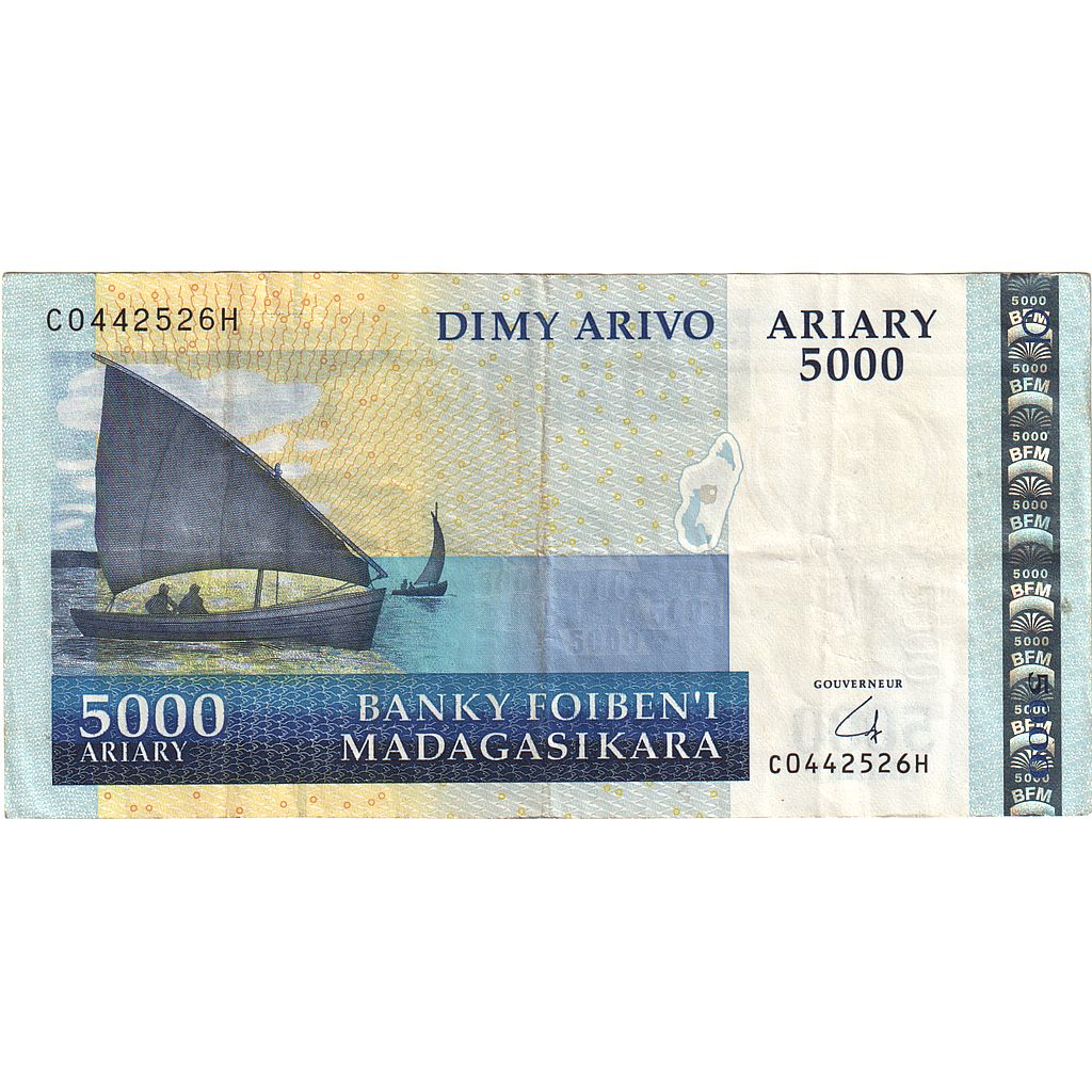 bankovec, 
  
  Madagaskar, 
  
  5000 ariarjev