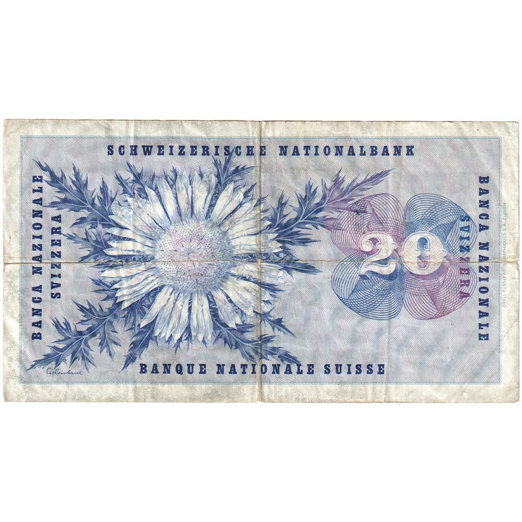 Švica, 
  
  20 frankov, 
  
  1965