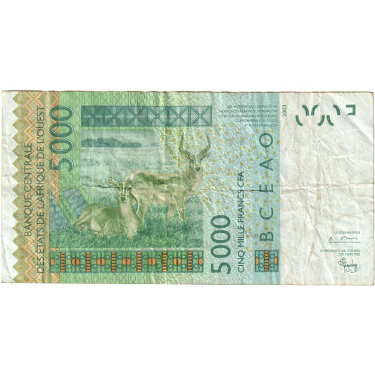 Zahodnoafriške države, 
  
  5000 frankov, 
  
  VF (20-25)