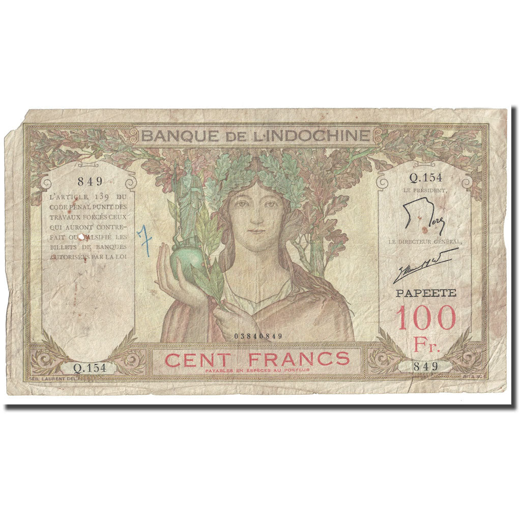 bankovec, 
  
  Tahiti, 
  
  100 frankov