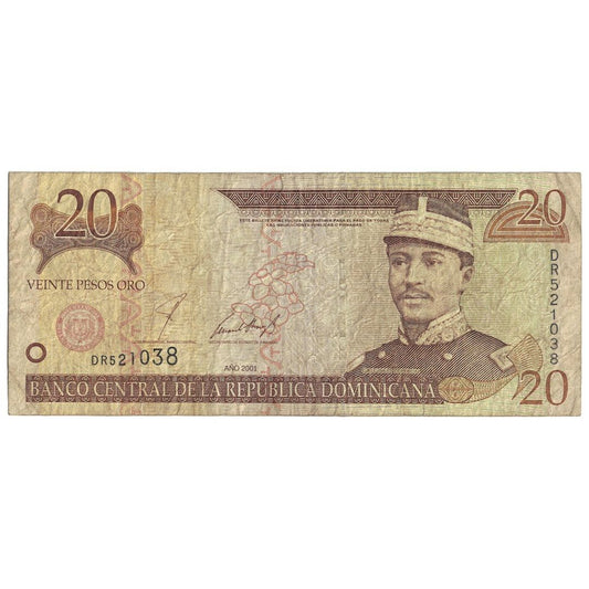 bankovec, 
  
  Dominikanska republika, 
  
  20 Pesos Oro