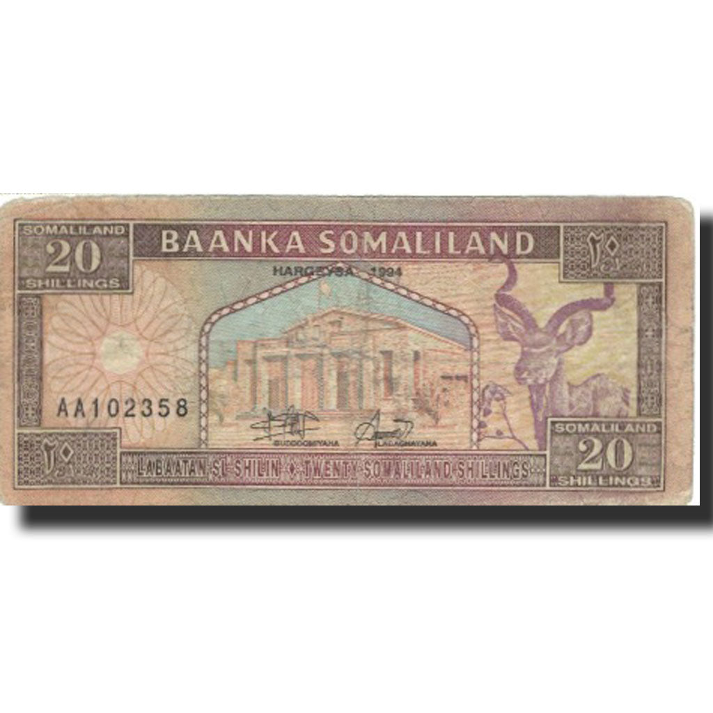 bankovec, 
  
  Somaliland, 
  
  20 šilingov = 20 šilin