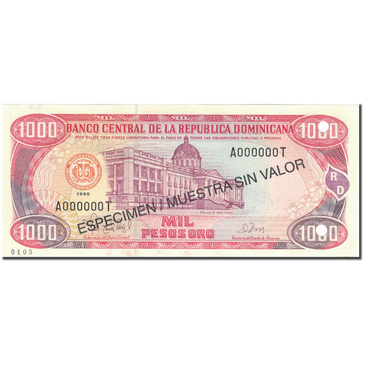 bankovec, 
  
  Dominikanska republika, 
  
  1000 pesos oro