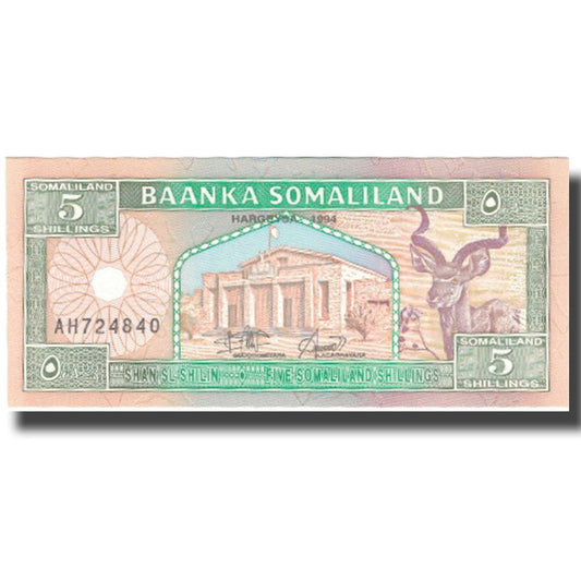 bankovec, 
  
  Somaliland, 
  
  5 šilingov = 5 šilin