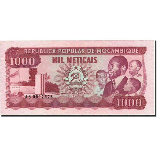 bankovec, 
  
  Mozambik, 
  
  1000 metikov