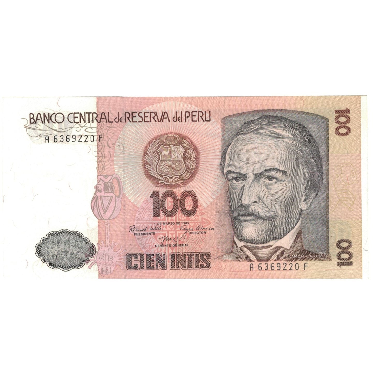 bankovec, 
  
  Peru, 
  
  100 Intis