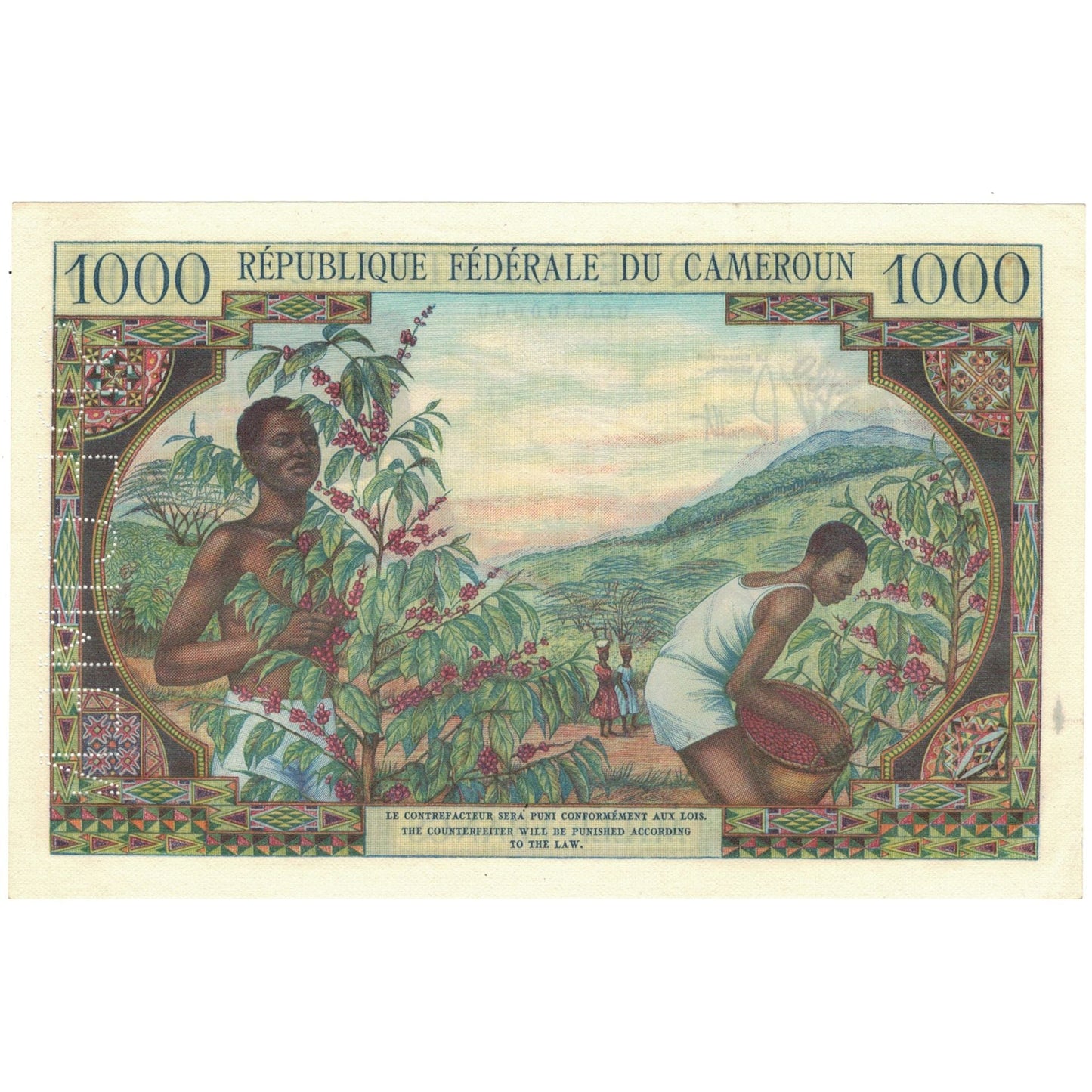 bankovec, 
  
  Kamerun, 
  
  1000 frankov